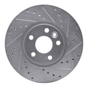 Land Rover Range Rover Evoque Brake Rotor (1) - Front Left - R1 Concepts - Drilled & Slotted - Silver - `07-`18 Land Rover Range Rover Evoque Brake Rotor (1) - Front Left - R1 Concepts - Drilled & Slotted - Silver - `07-`18